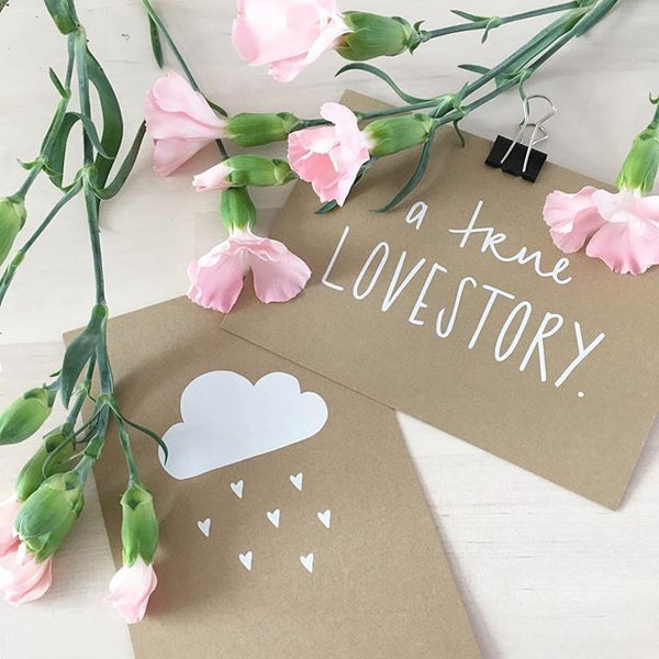 Hochzeitskarte Inspiration Lovestory Muskat Kraftkarton